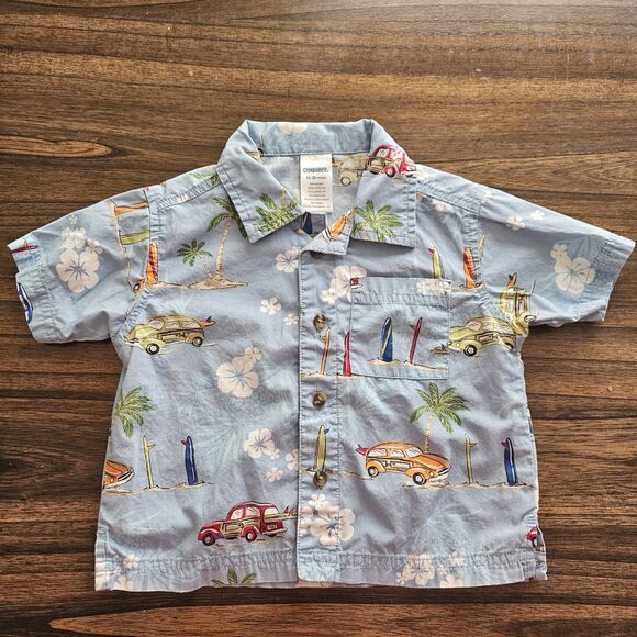 Gymboree Y2k 05 Kids Hawaiian Print Button-Down Shirt 12-18m - Picture 1 of 7